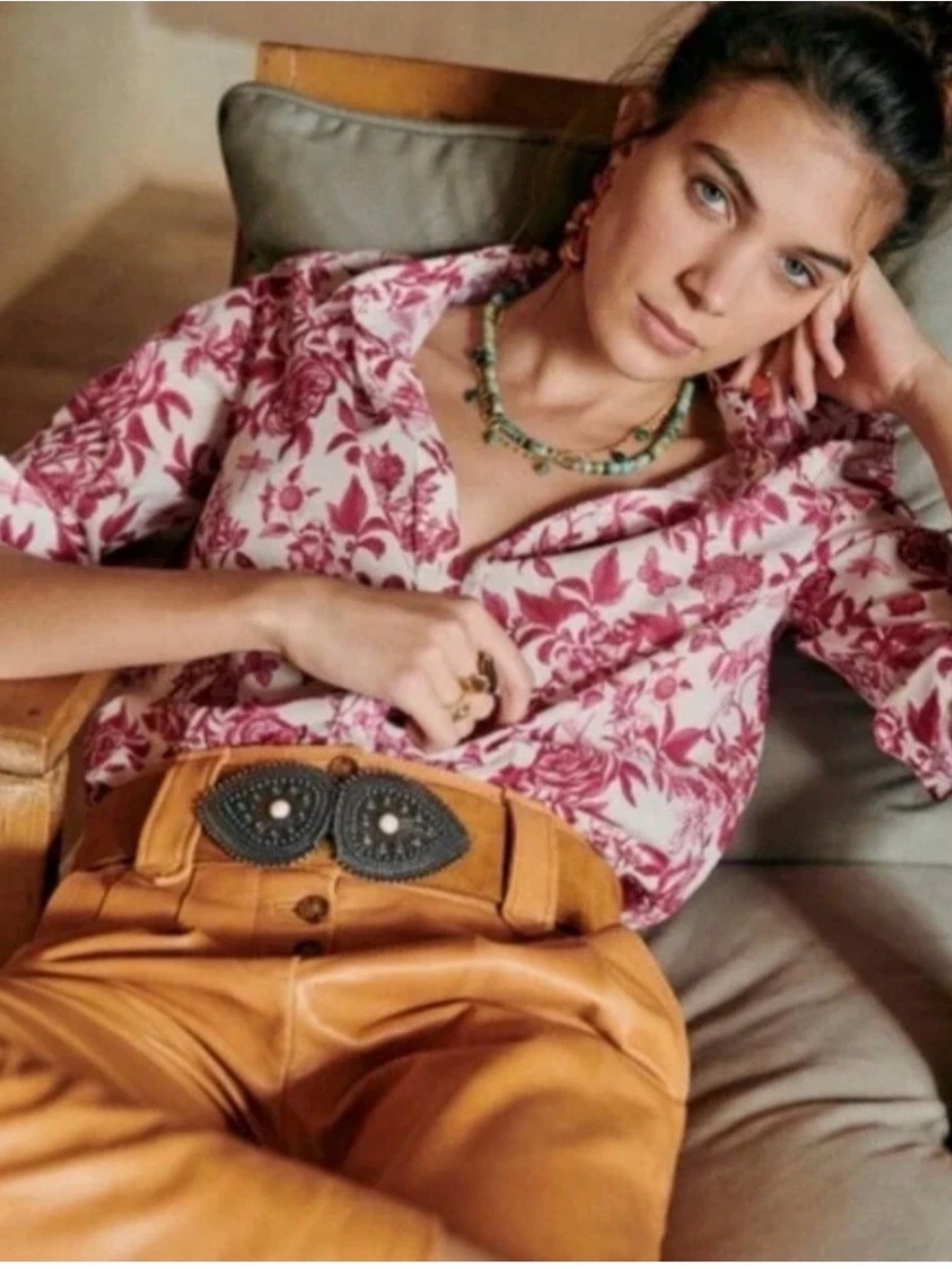 Sézane Botanical Floral Button-Down Shirt